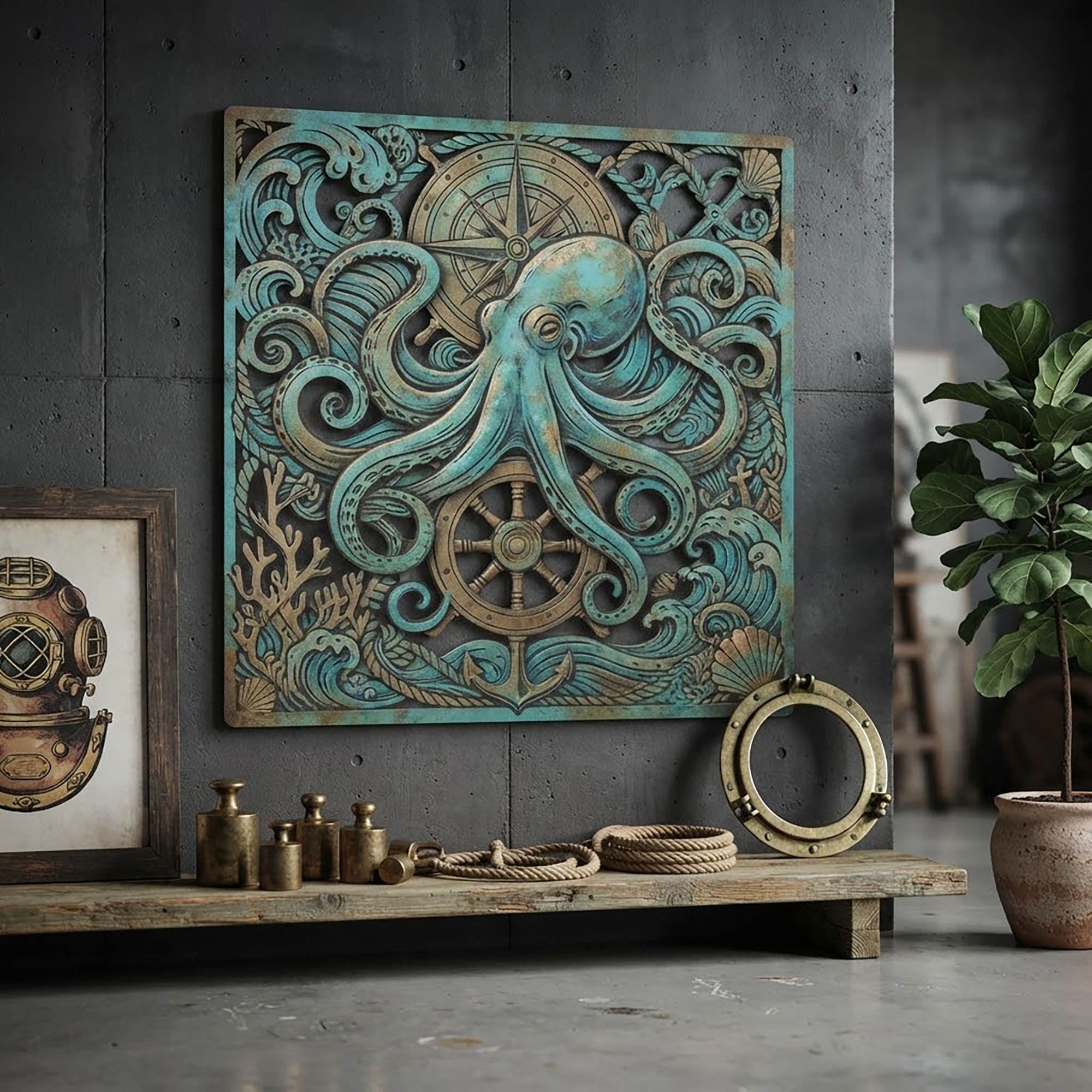 Octopus Metal Wall Art - product view 2