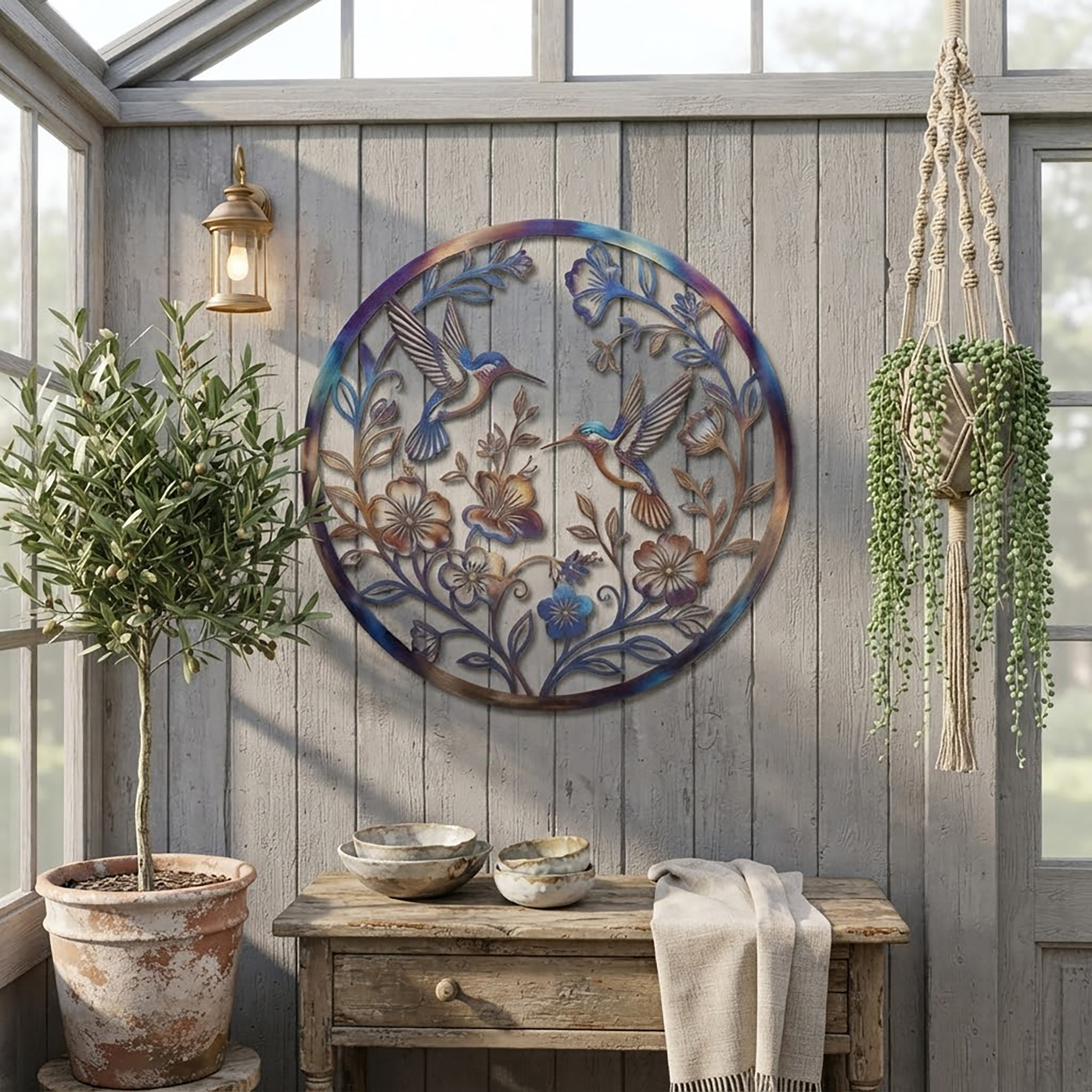 Hummingbird Metal Wall Art - product view 2