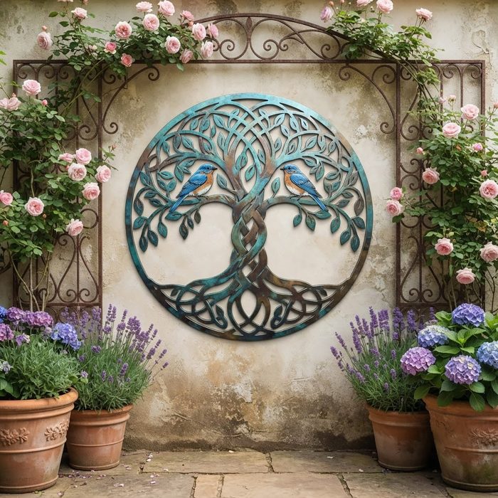 Tree of Life Metal Wall Art with Bluebirds