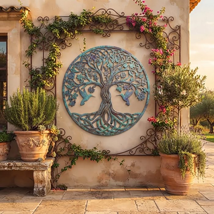 Tree of Life Hummingbird Metal Wall Art