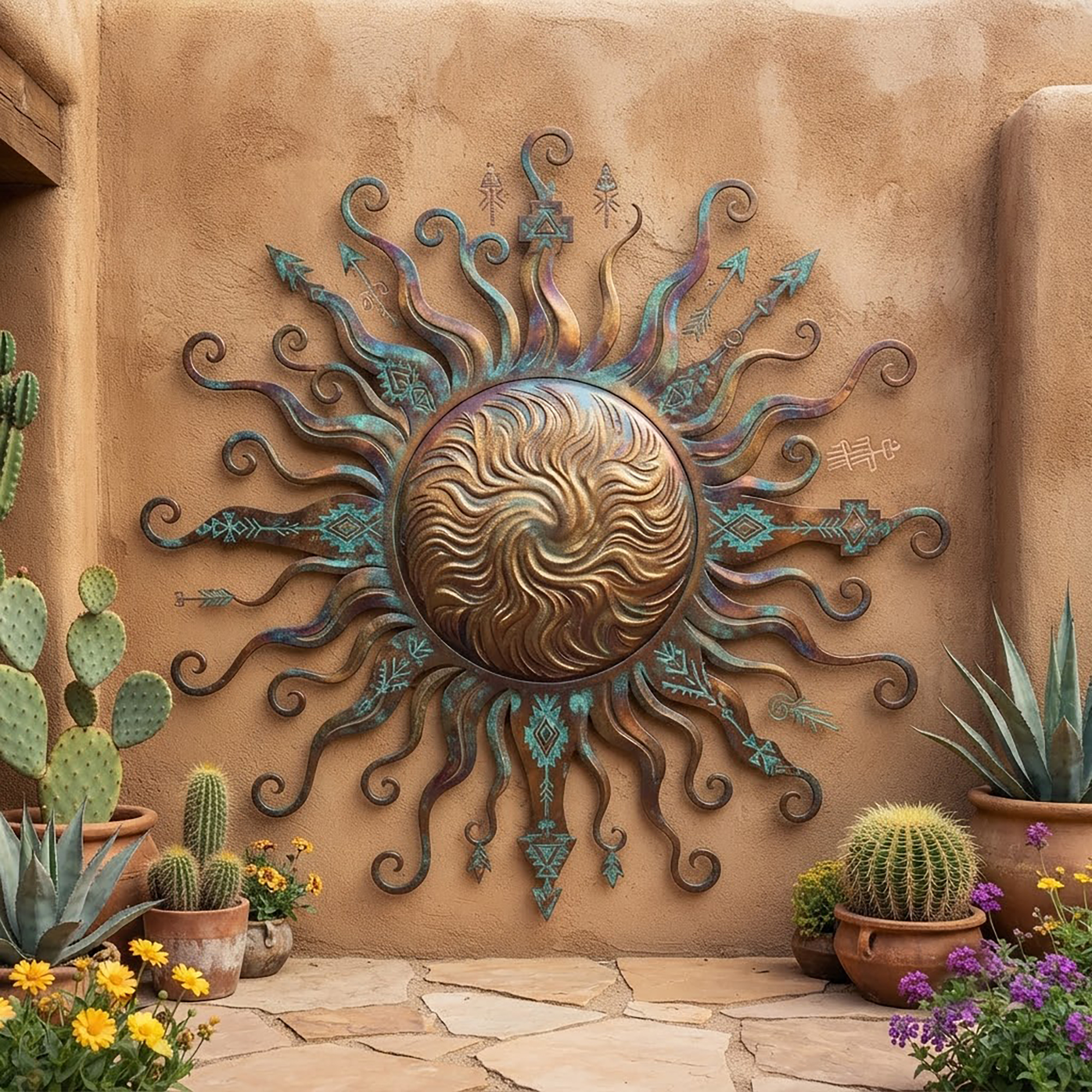 Southwestern Sun Metal Wall Art
