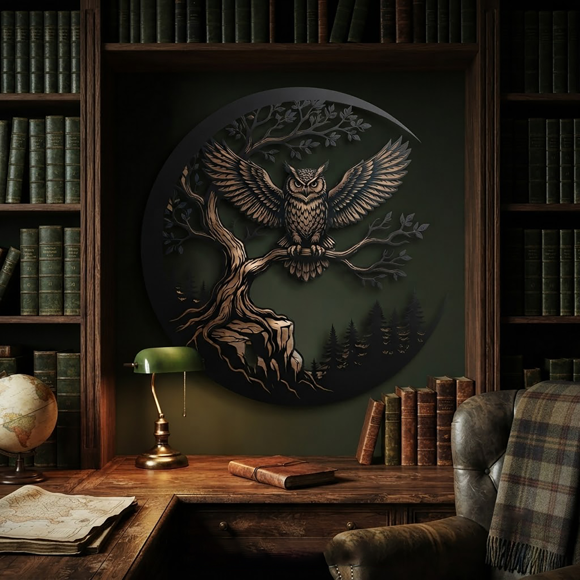 Owl Moon Metal Wall Art - product view 2