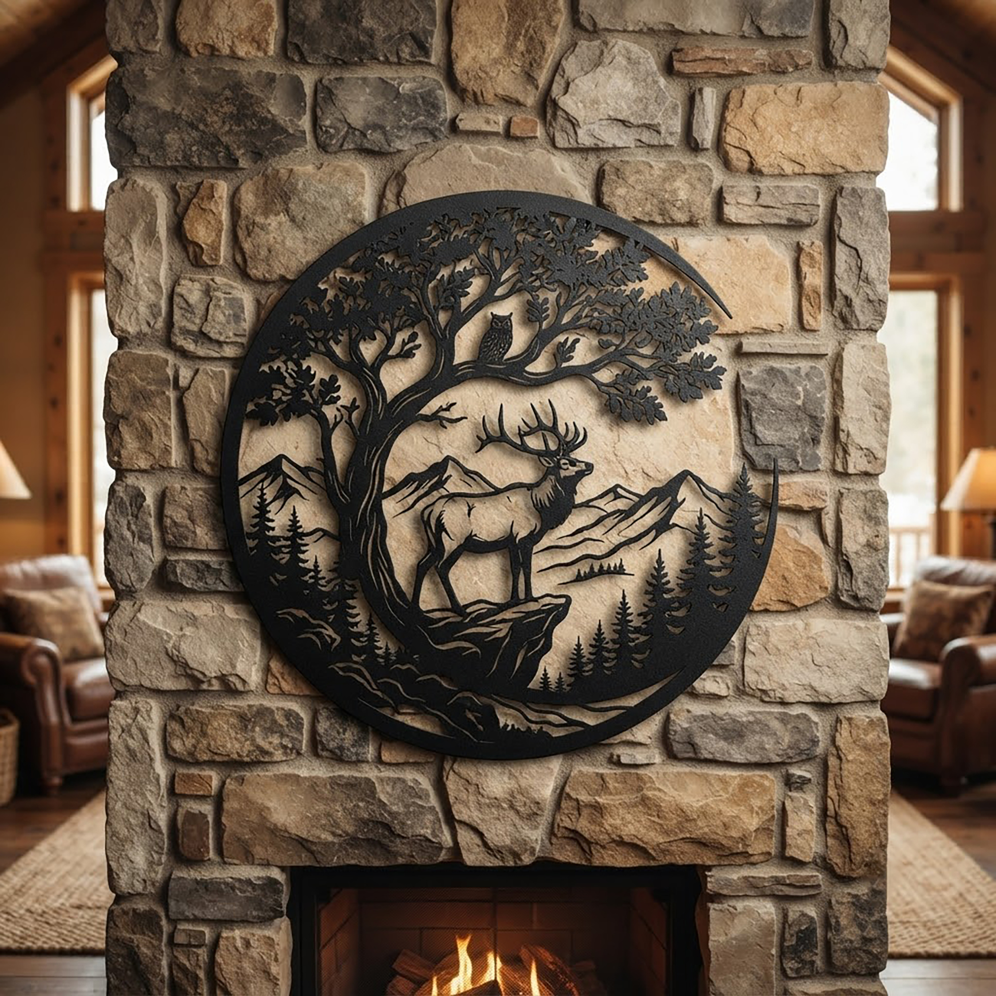 Elk Moon Metal Wall Art