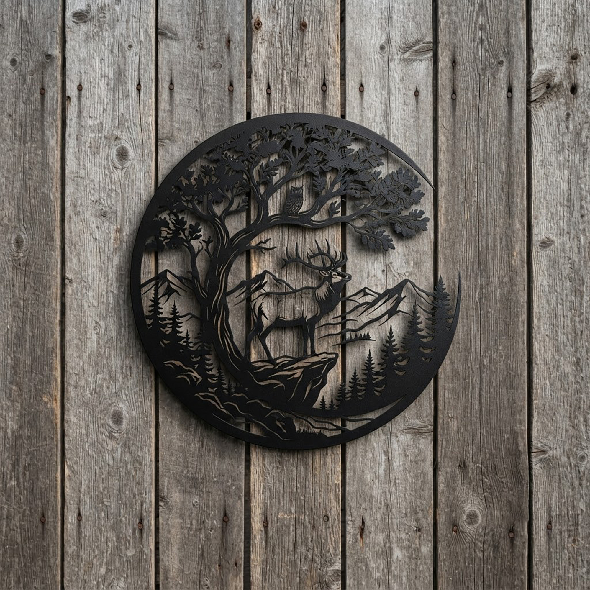 Elk Moon Metal Wall Art - product view 2