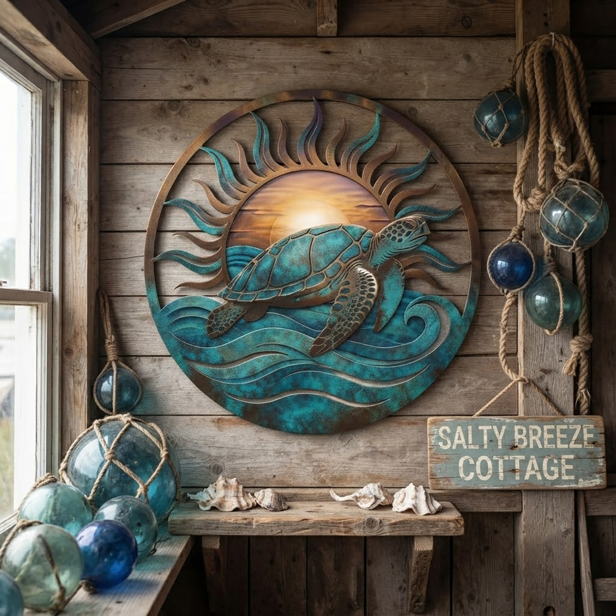 Sea Turtle Metal Wall Art - product view 2