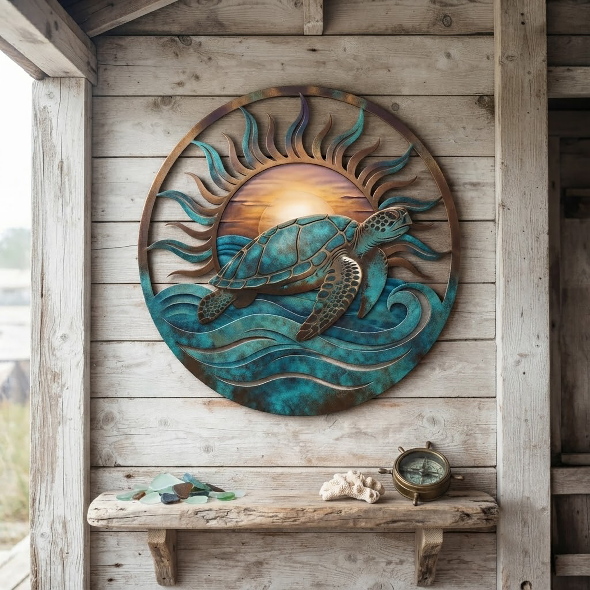 Sea Turtle Metal Wall Art - product view 3