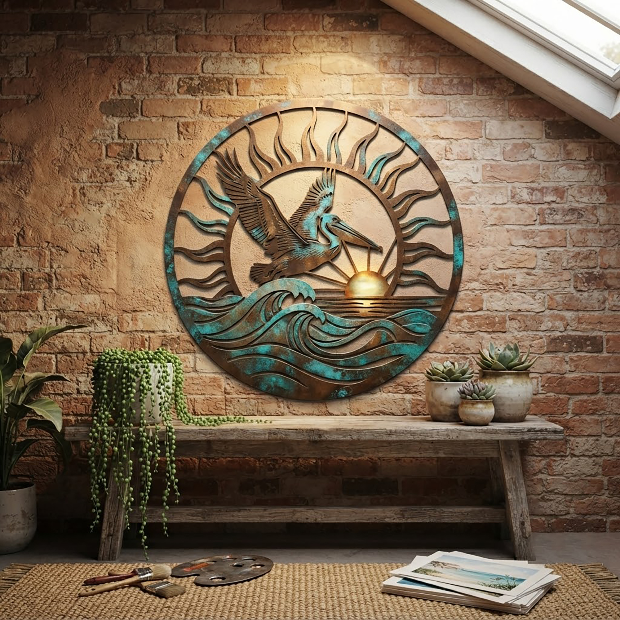 Pelican Sunset Metal Wall Art - product view 2