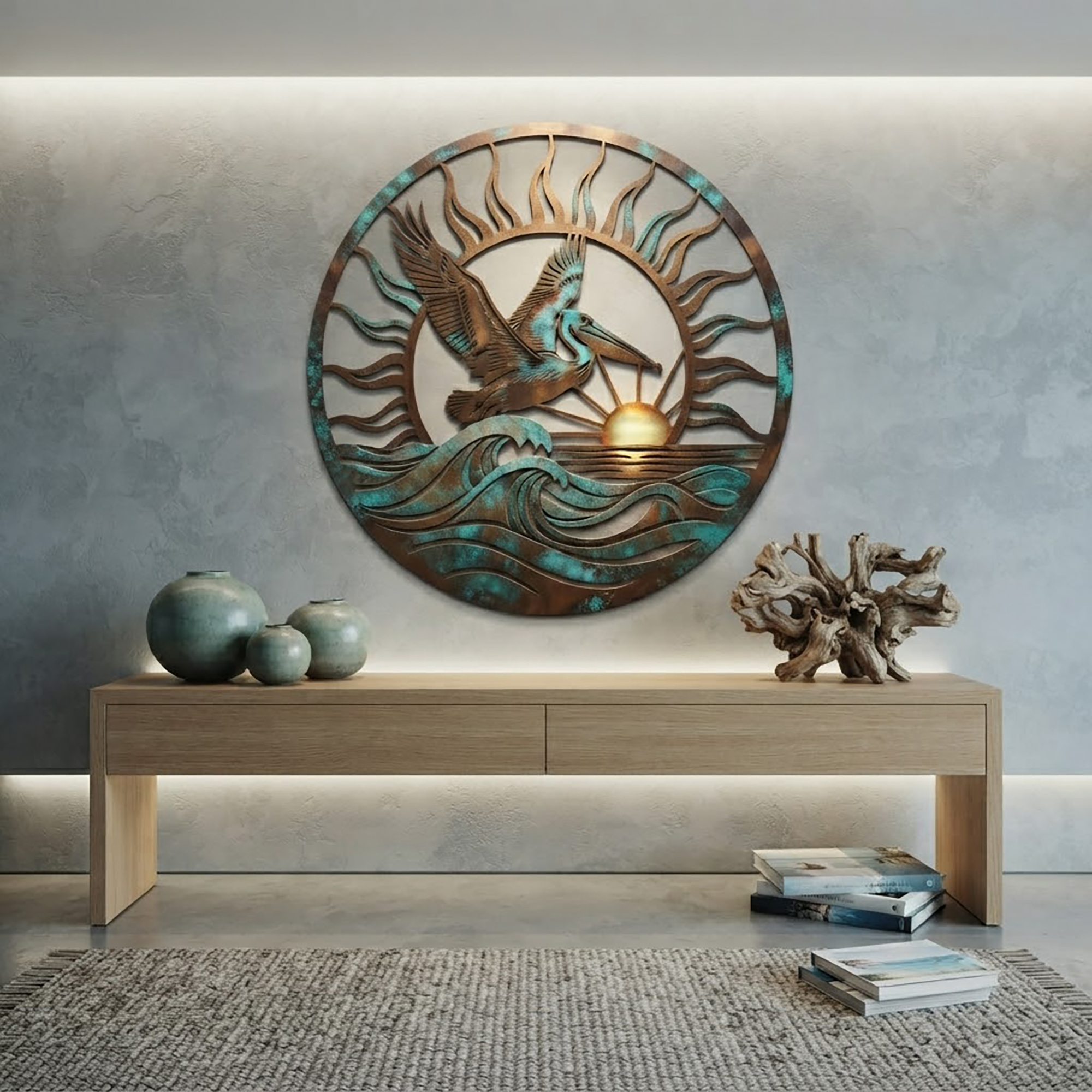 Pelican Sunset Metal Wall Art - product view 3