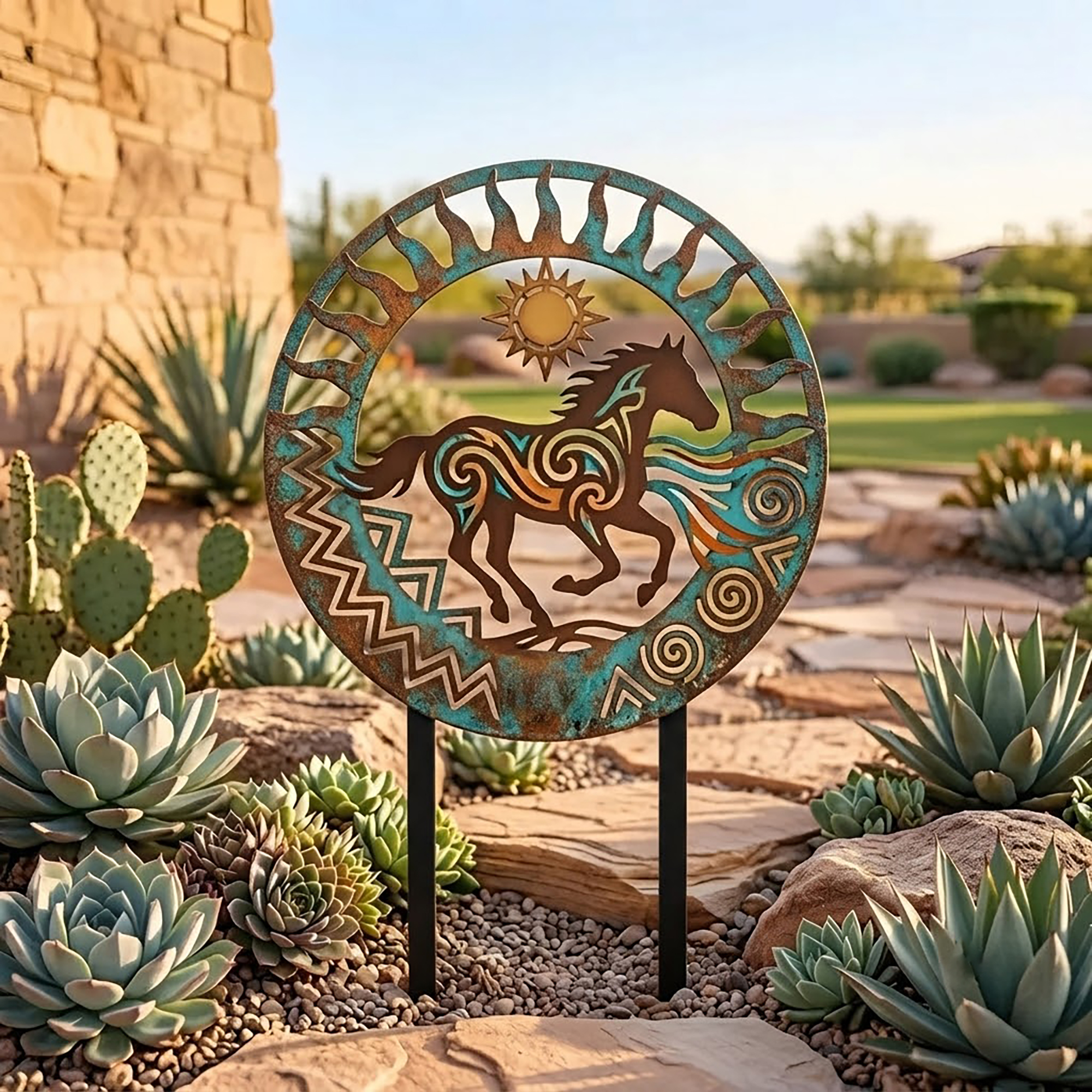 Southwestern Horse Garden Stake