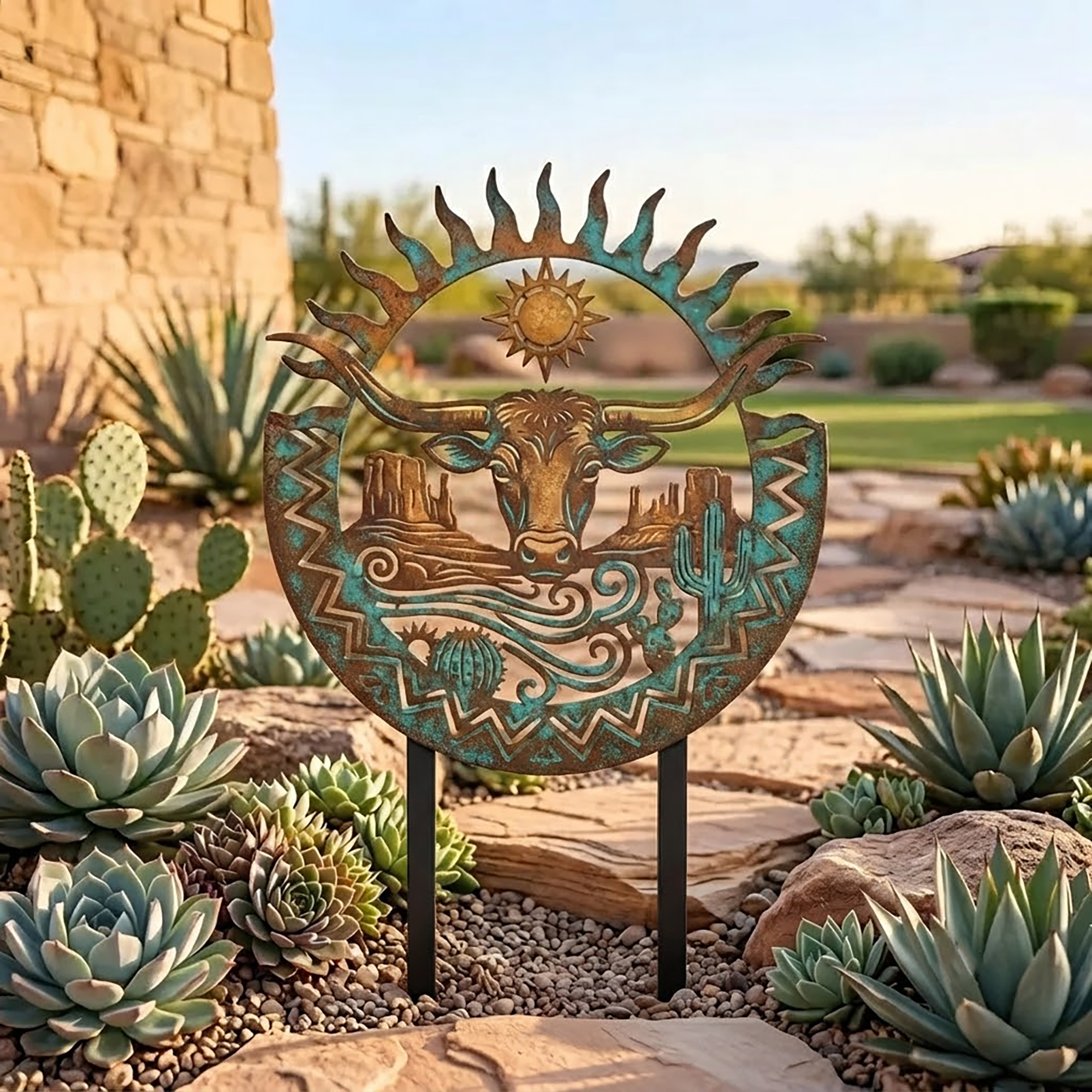 Southwestern Longhorn Garden Stake