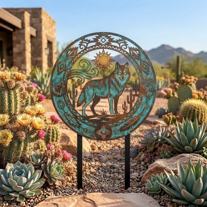 Southwestern Wolf Garden Stake