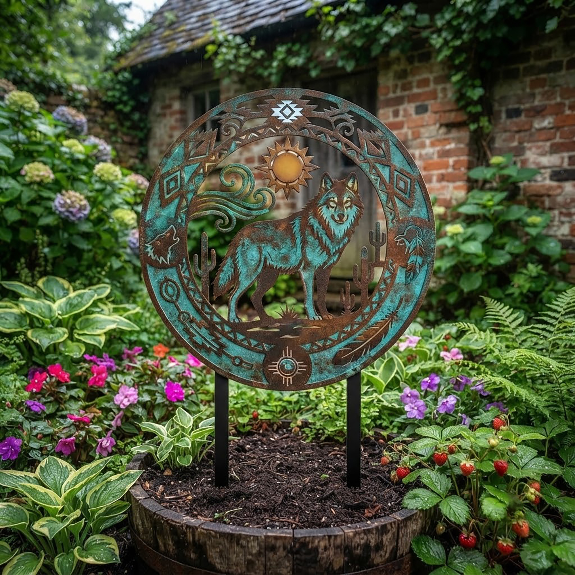 Southwestern Wolf Garden Stake - product view 2