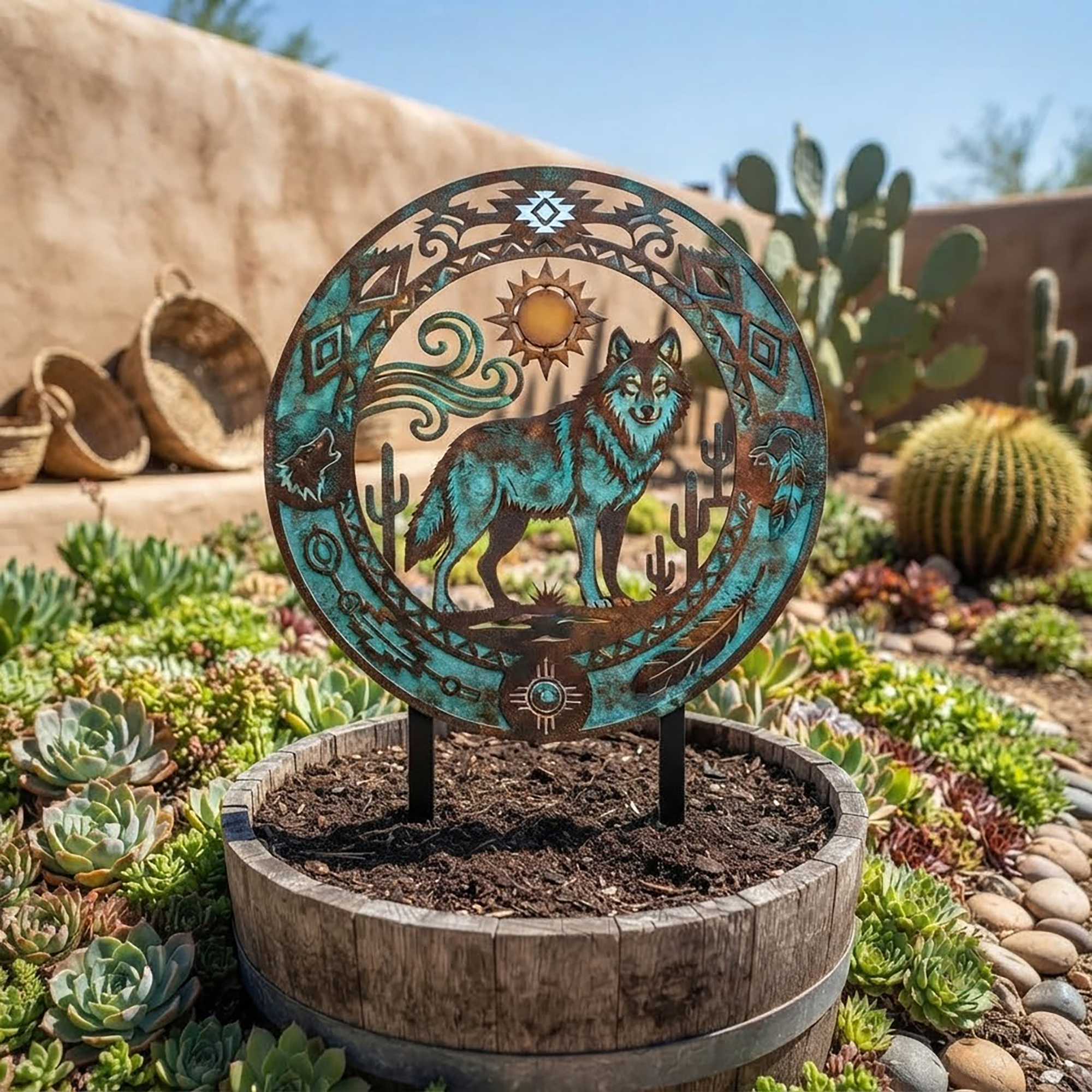 Southwestern Wolf Garden Stake - product view 3