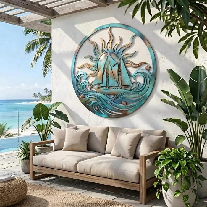 Coastal Sailboat Metal Wall Art
