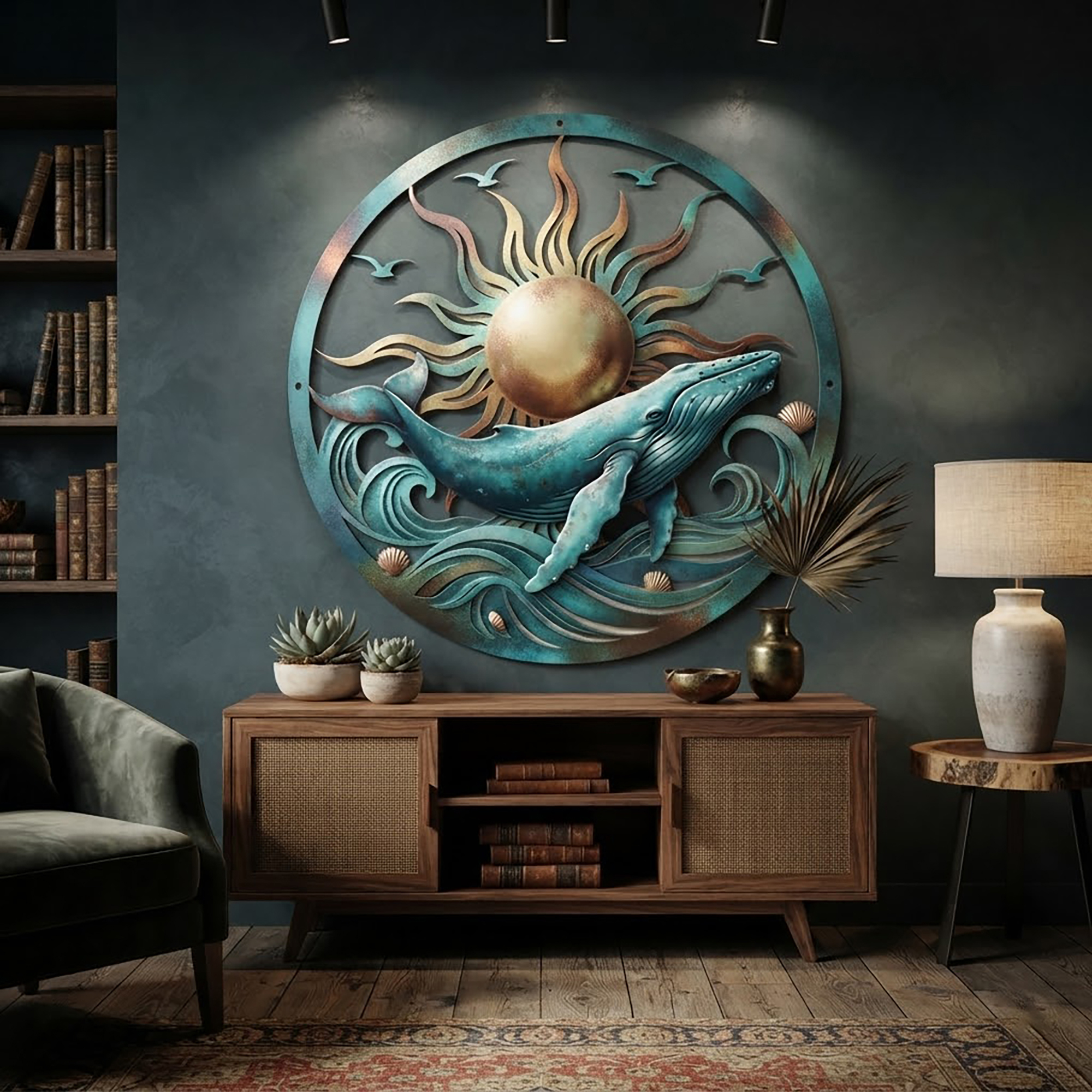 Whale Metal Wall Art - product view 2