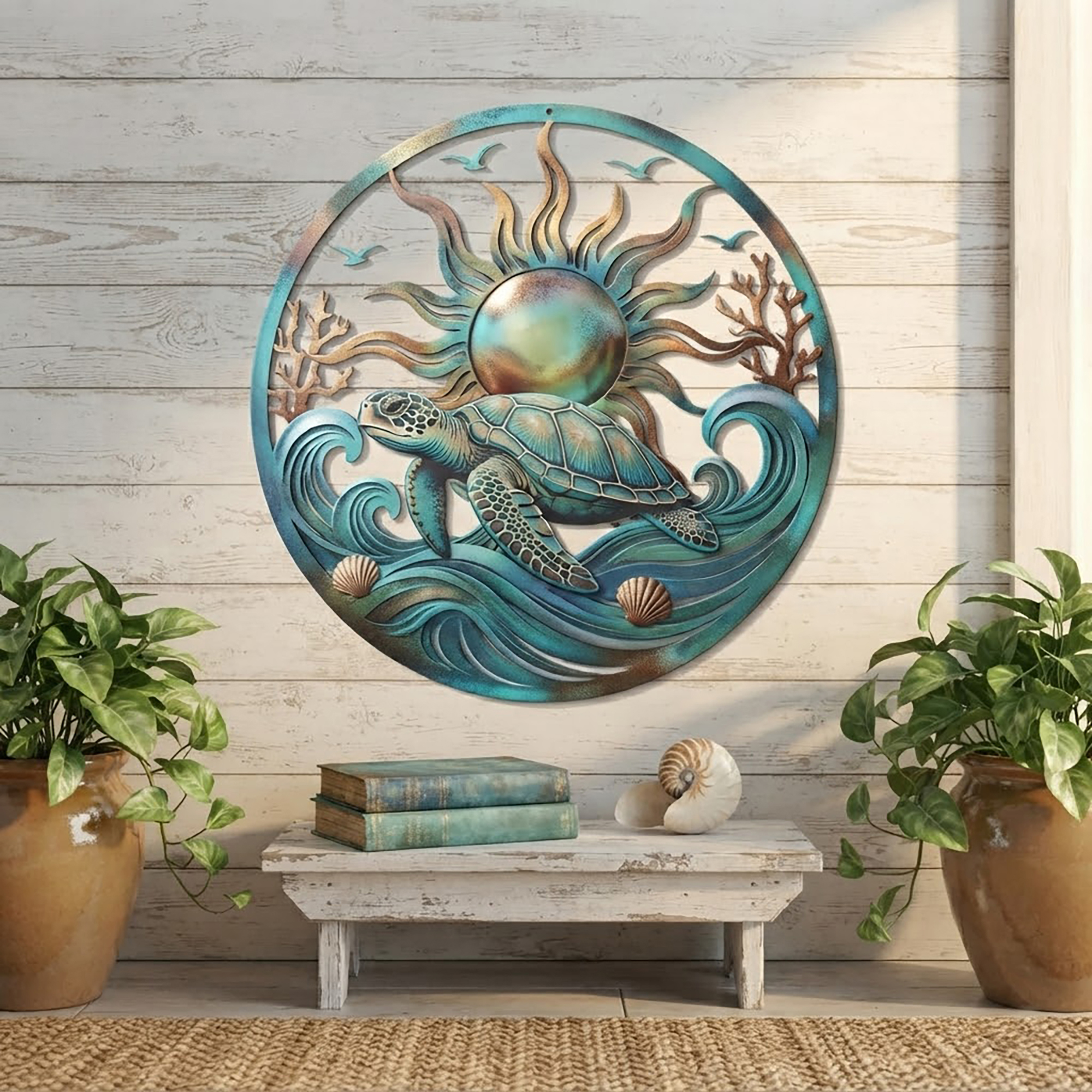 Sea Turtle Metal Wall Art - product view 2