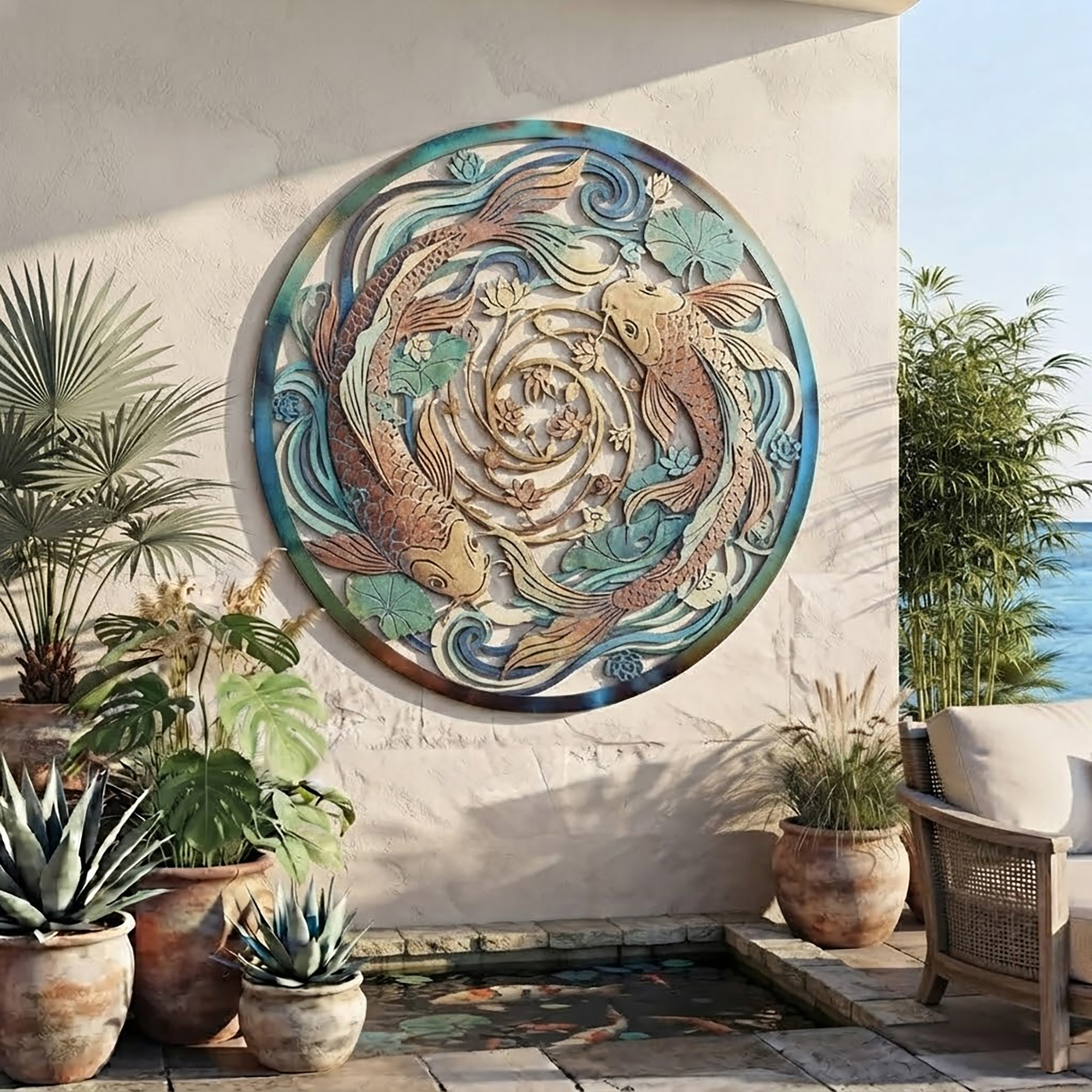 Koi Fish Metal Wall Art