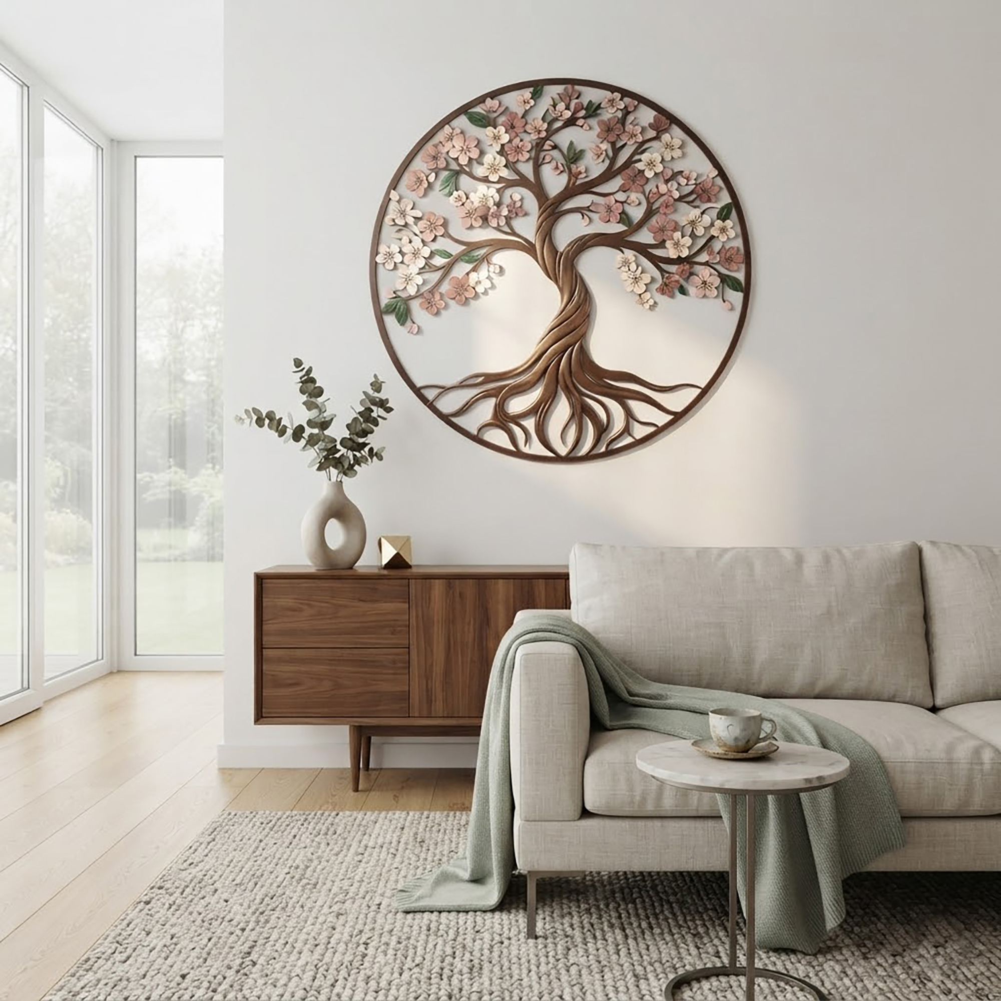 Cherry Blossom Tree of Life Metal Wall Art - product view 2