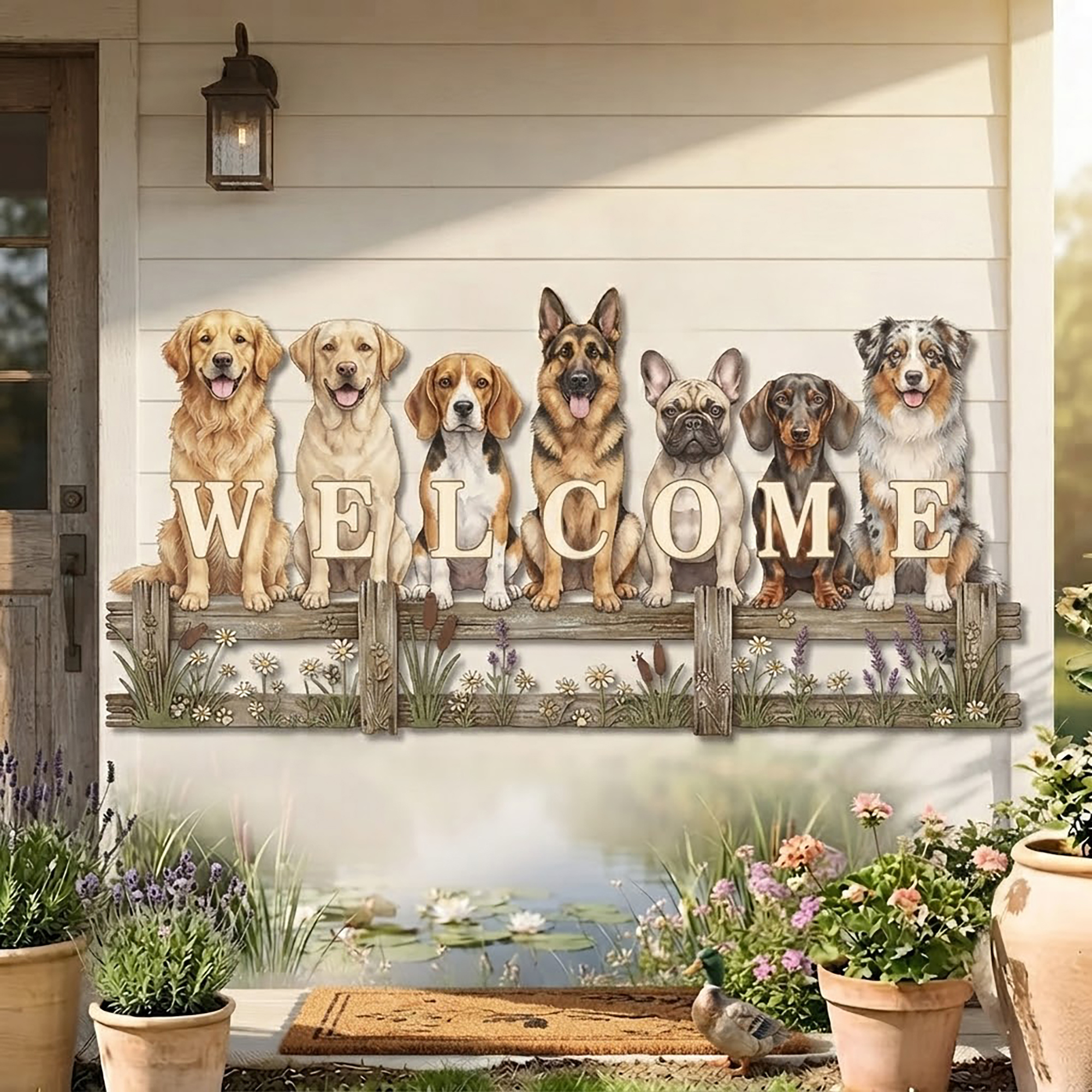 Dog Welcome Metal Wall Art