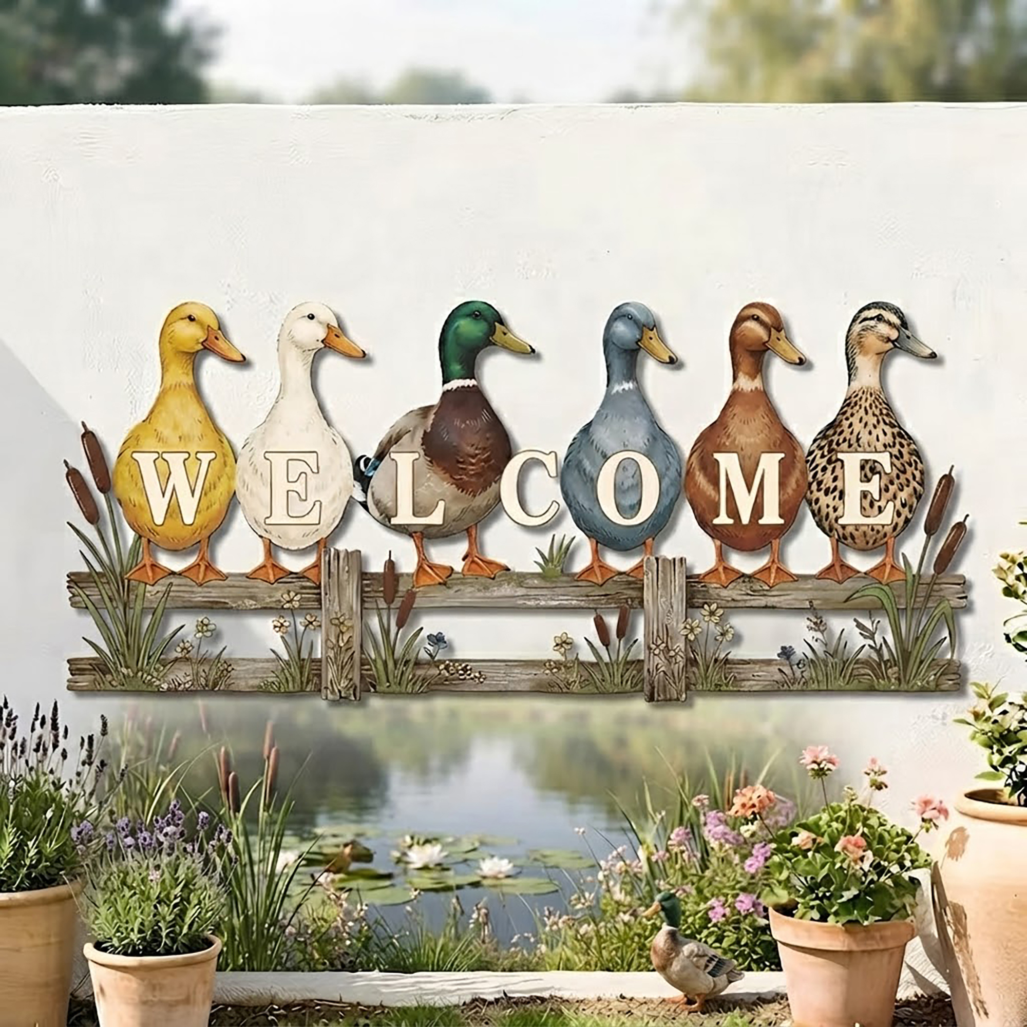 Duck Welcome Metal Wall Art