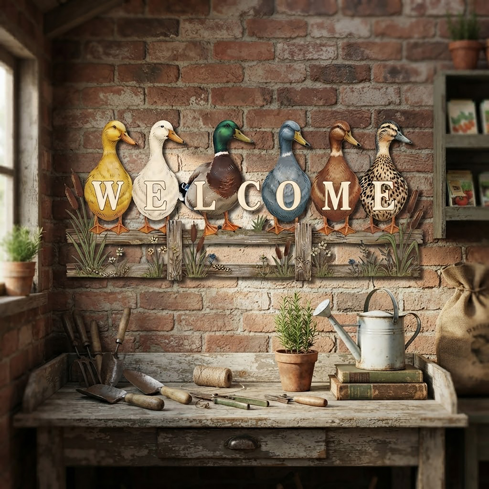 Duck Welcome Metal Wall Art - product view 2