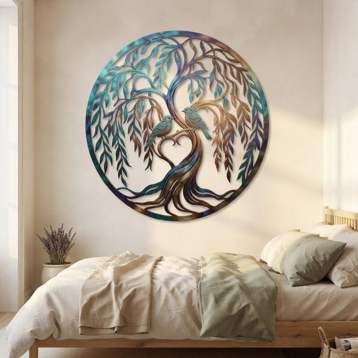 Love Birds Willow Tree Metal Wall Art