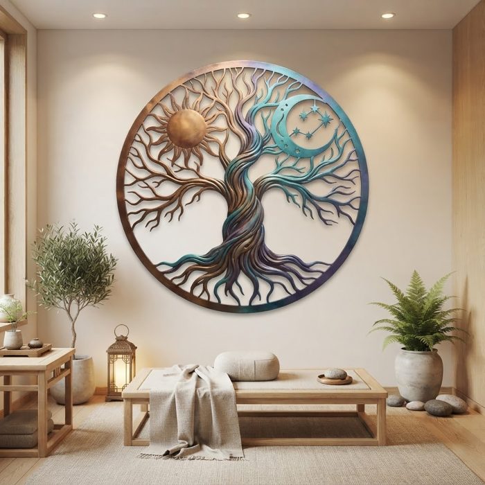 Sun and Moon Tree of Life Metal Wall Art