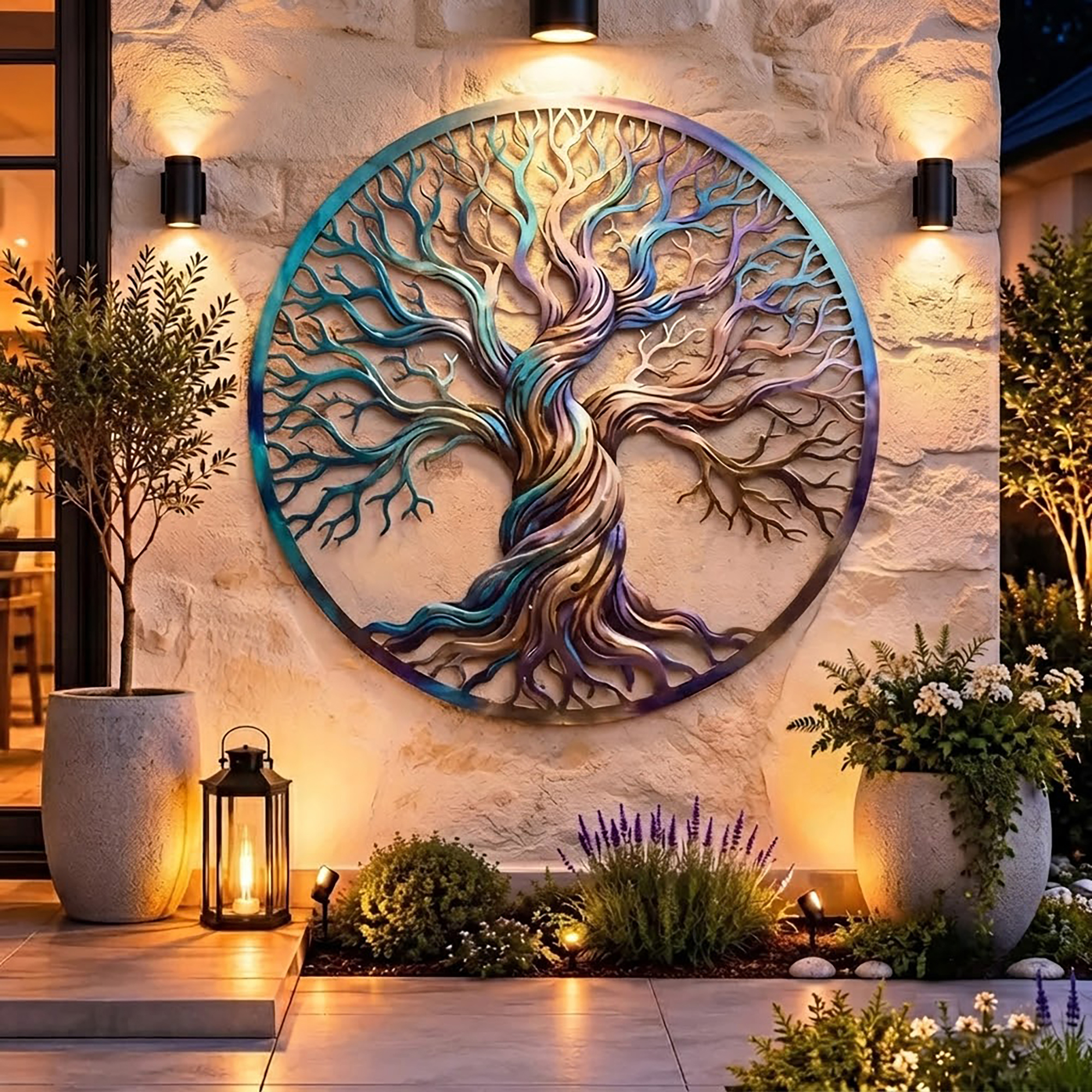 Colorful Tree of Life Metal Wall Art