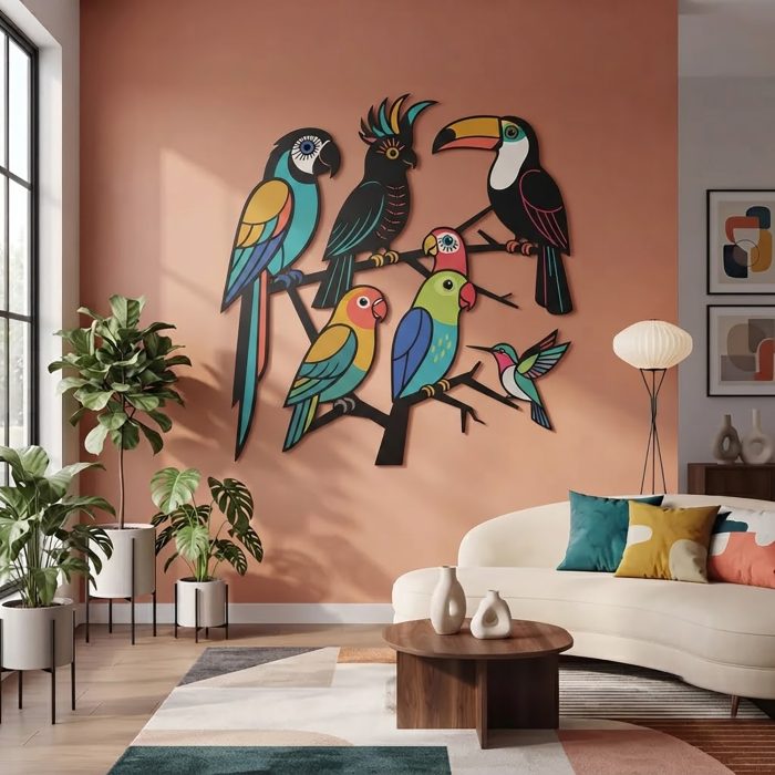 Tropical Birds Metal Wall Art