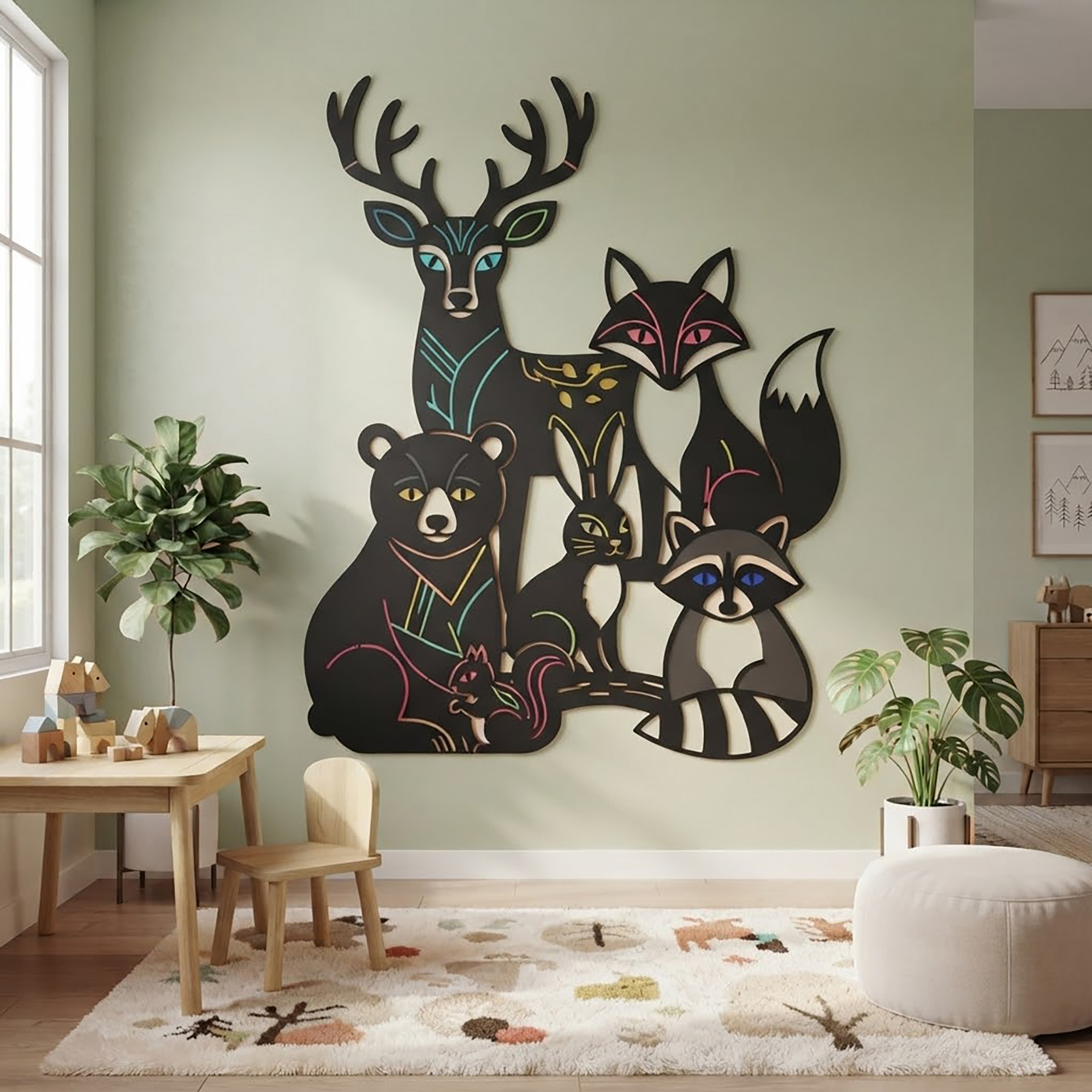 Woodland Animals Metal Wall Art - product view 2