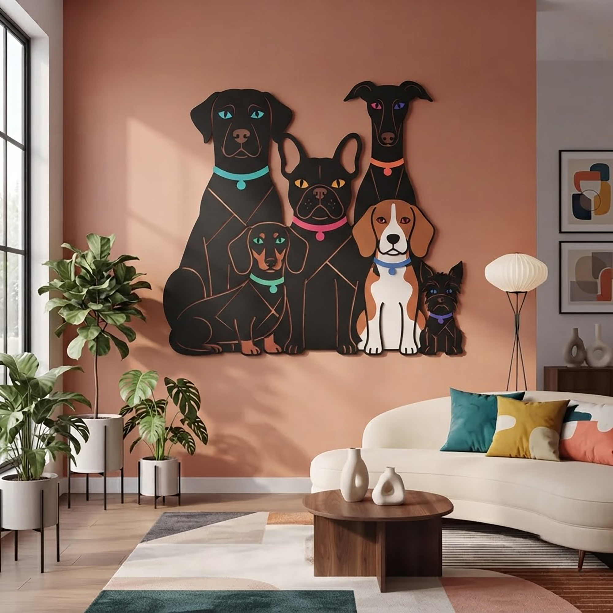 Dog Family Metal Wall Art