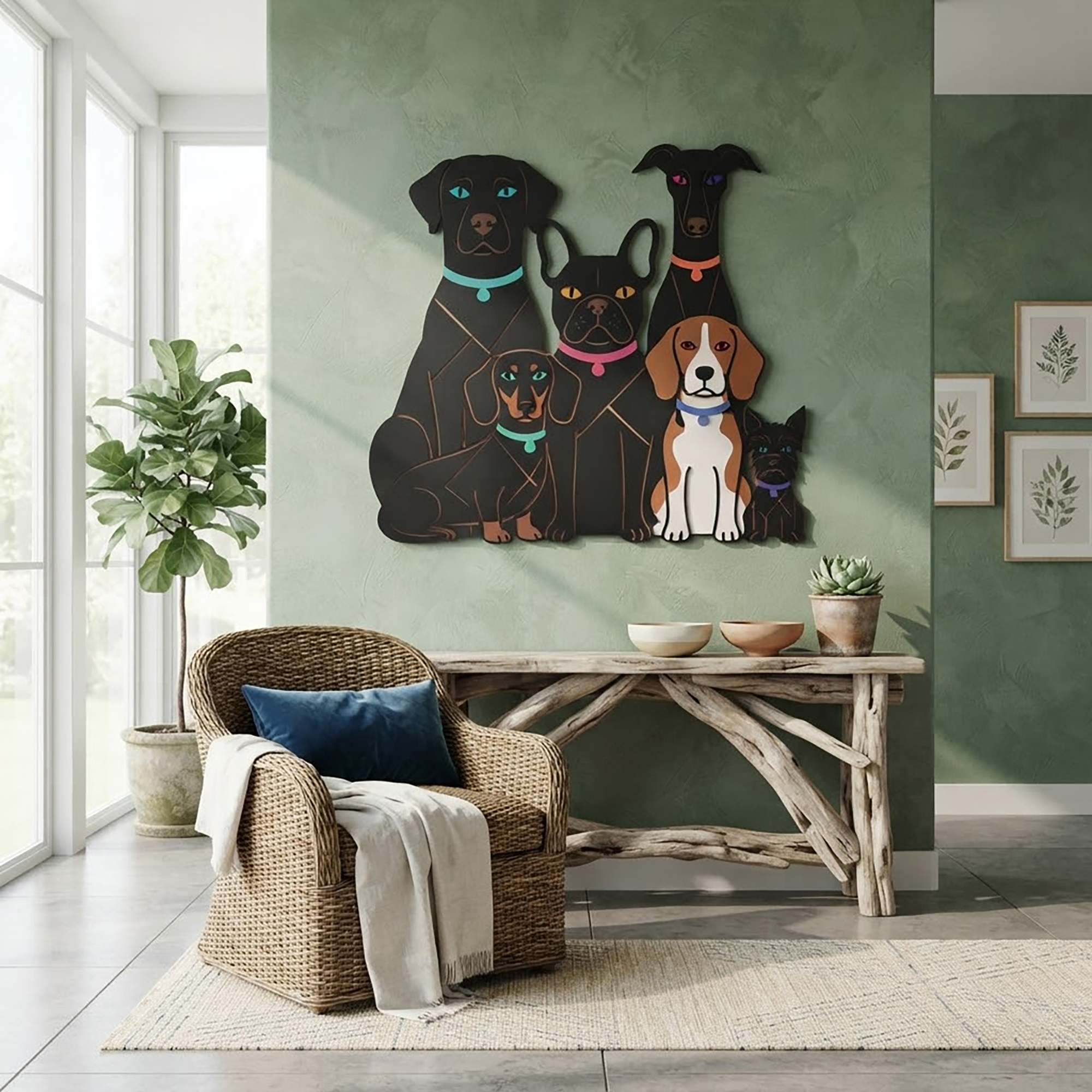 Dog Family Metal Wall Art - product view 2
