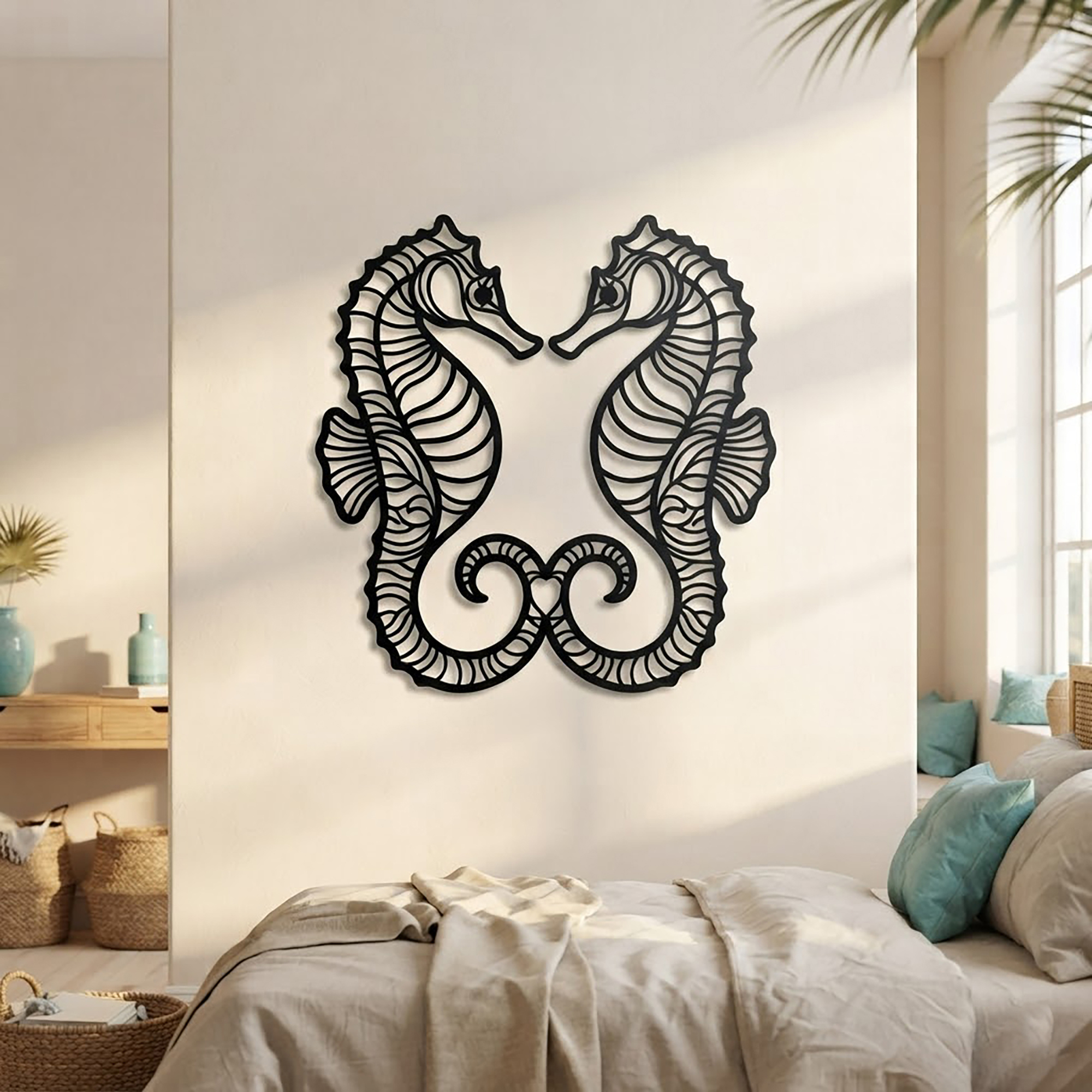 Seahorse Couple Metal Wall Art