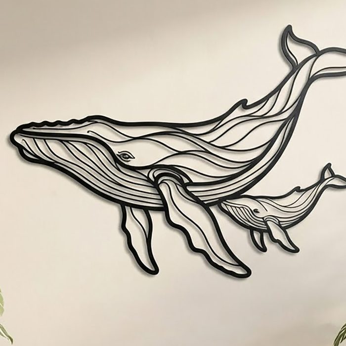 Mother and Baby Whale Metal Wall Art