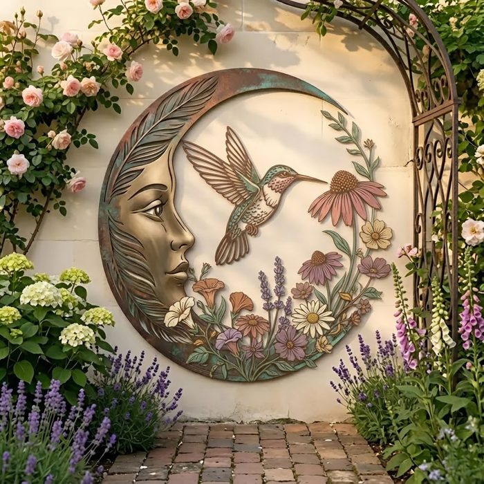 Hummingbird Moon Metal Wall Art