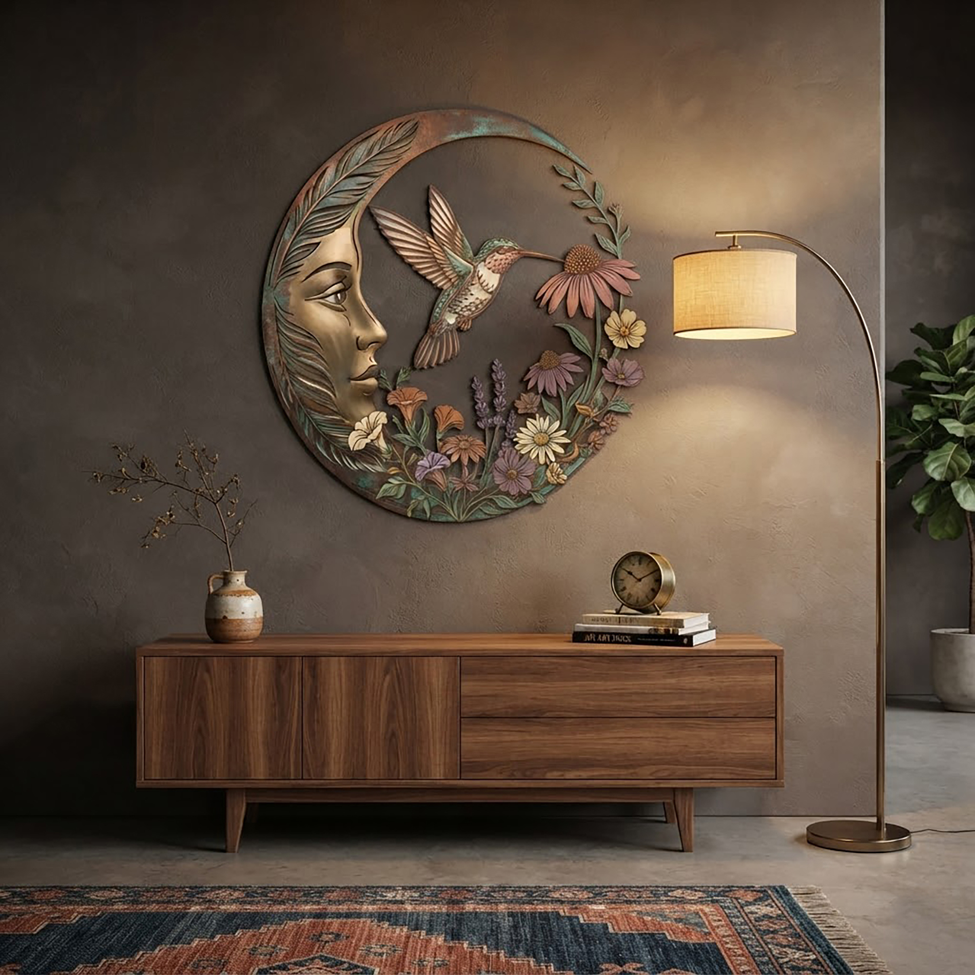 Hummingbird Moon Metal Wall Art - product view 2