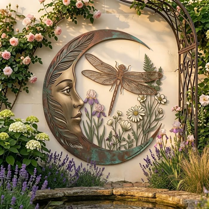 Dragonfly Moon Metal Wall Art