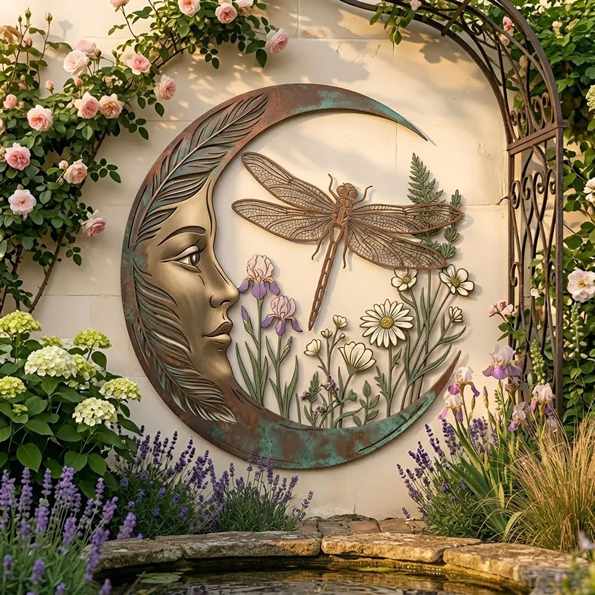 Dragonfly Moon Metal Wall Art