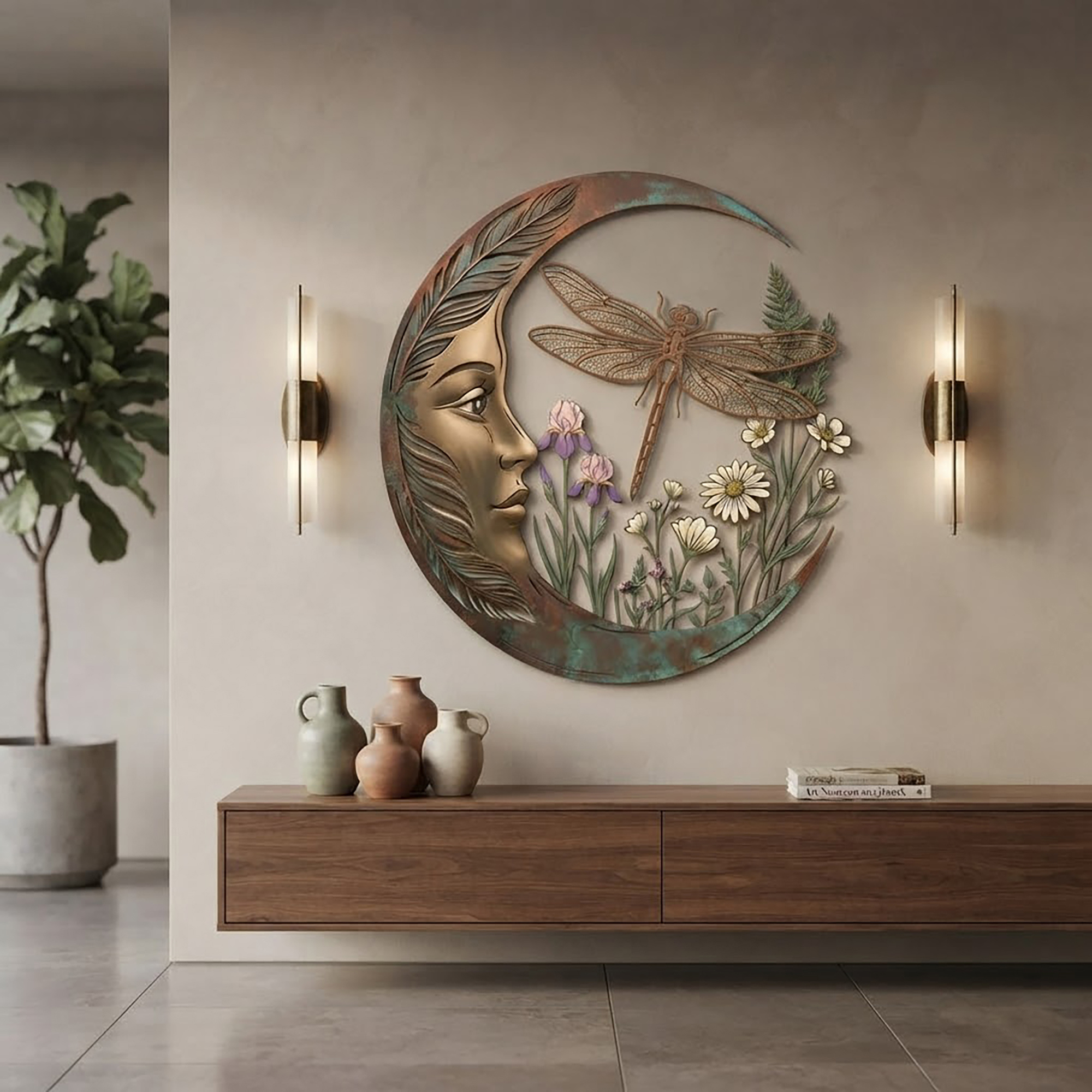 Dragonfly Moon Metal Wall Art - product view 2