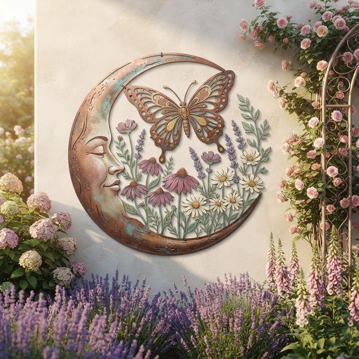 Butterfly Moon Metal Wall Art