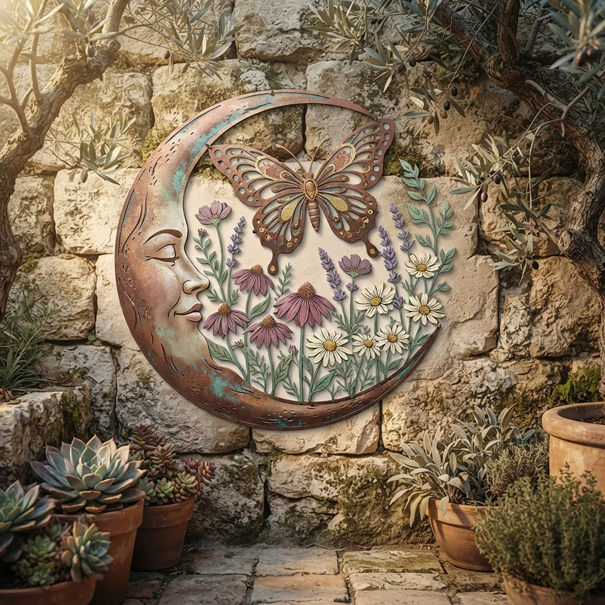 Butterfly Moon Metal Wall Art - product view 2