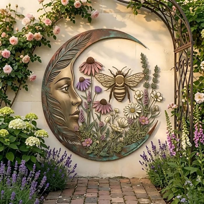 Bee Moon Metal Wall Art