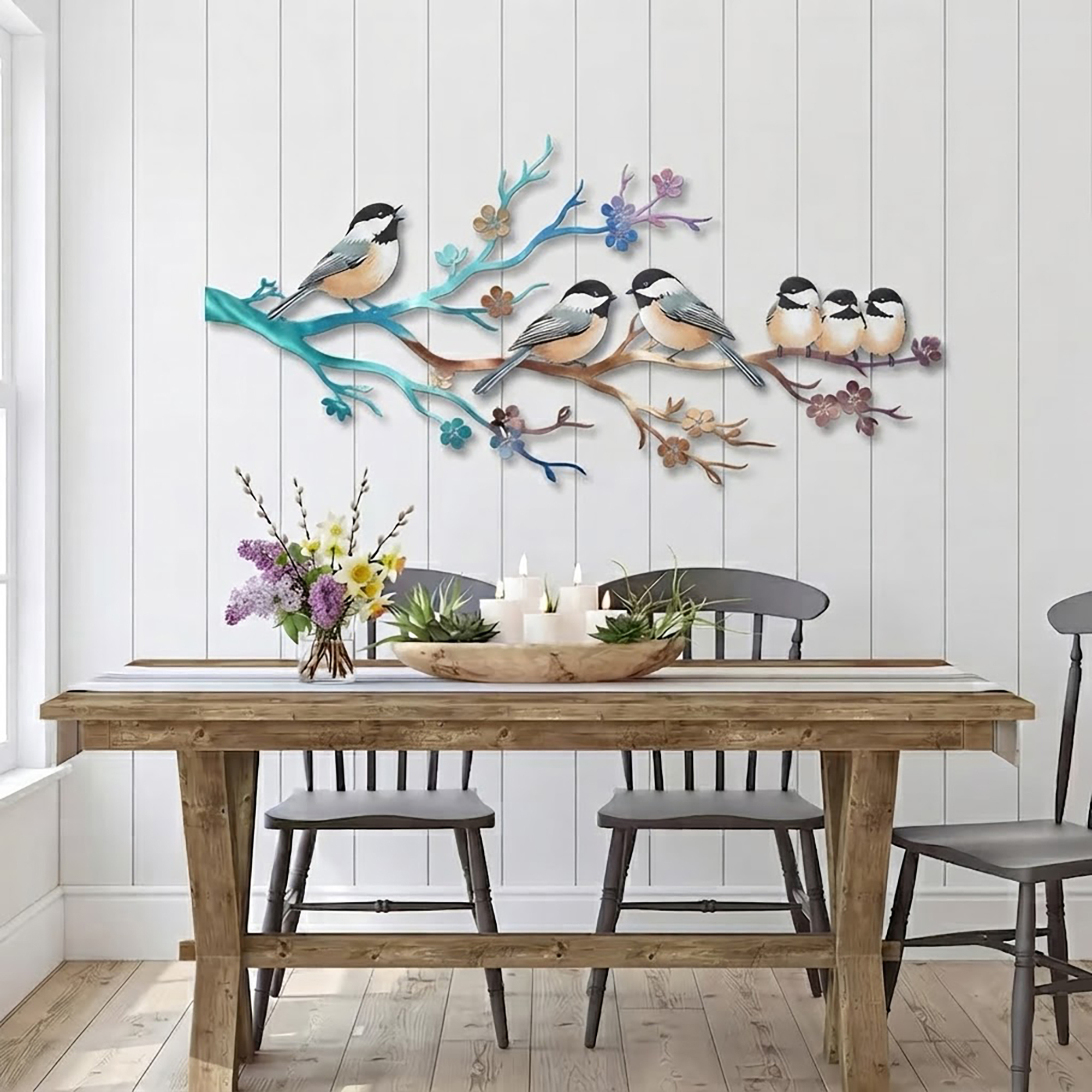 Chickadee Family Metal Wall Art
