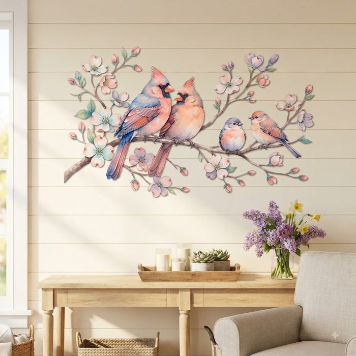Cardinal Family Metal Wall Art