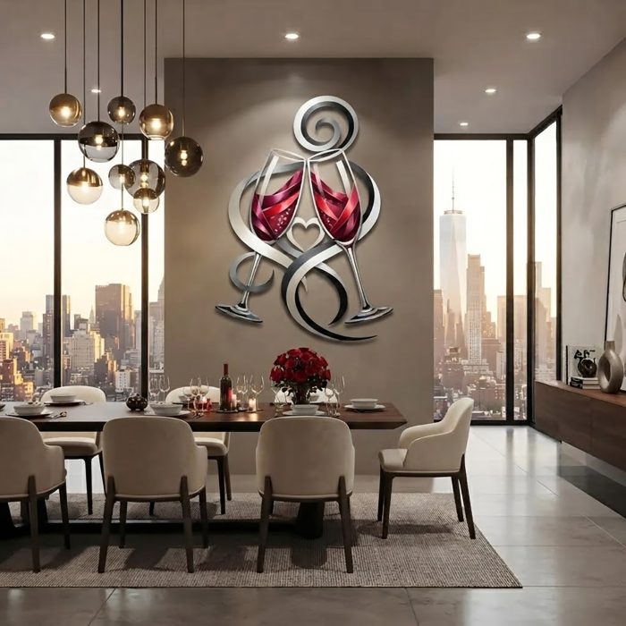 Wine Glasses Cheers Metal Wall Art