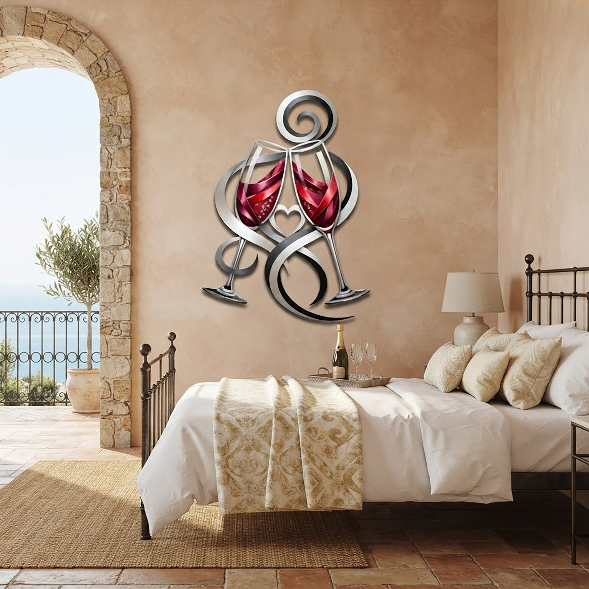 Wine Glasses Cheers Metal Wall Art - product view 2