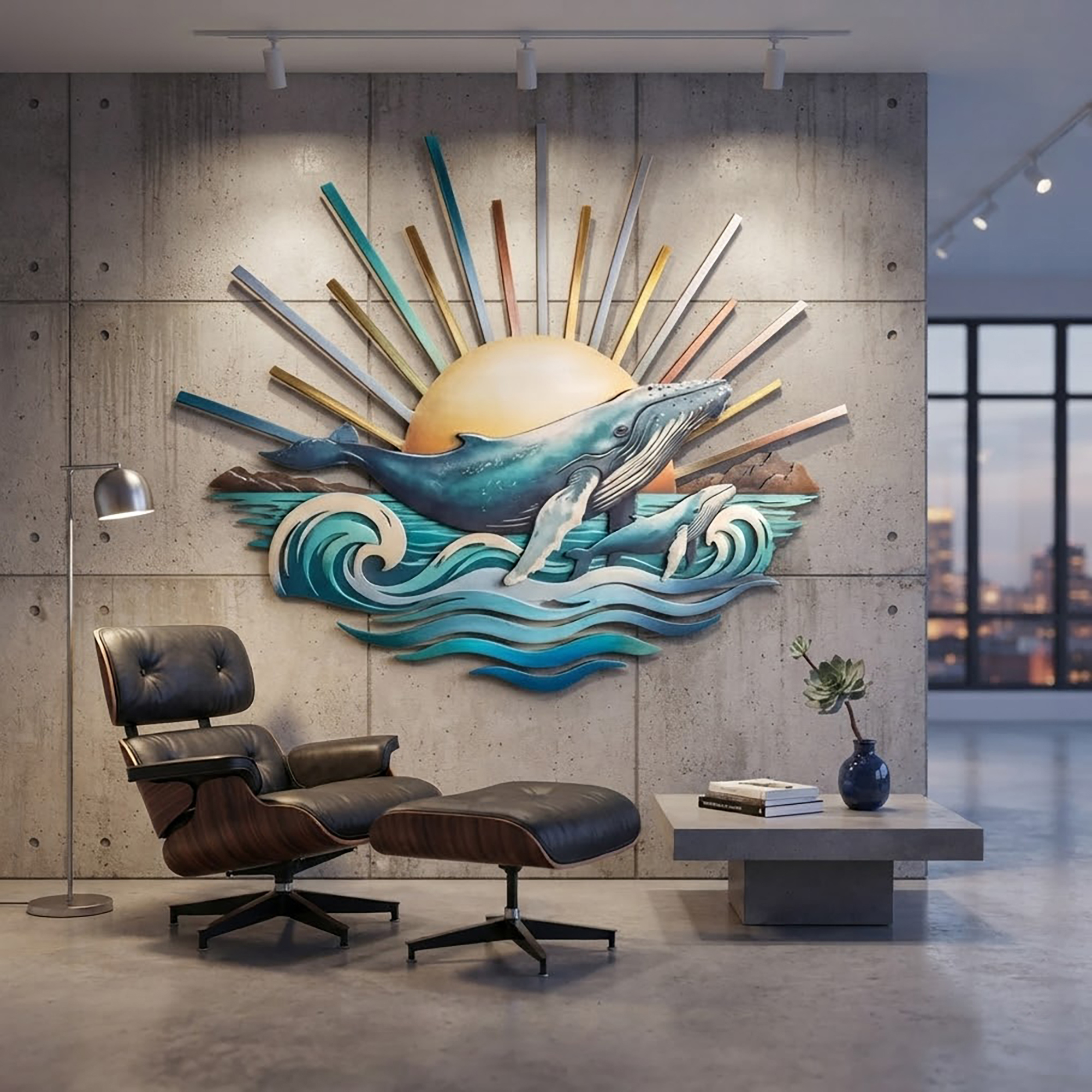 Mother and Baby Whale Metal Wall Art - product view 2