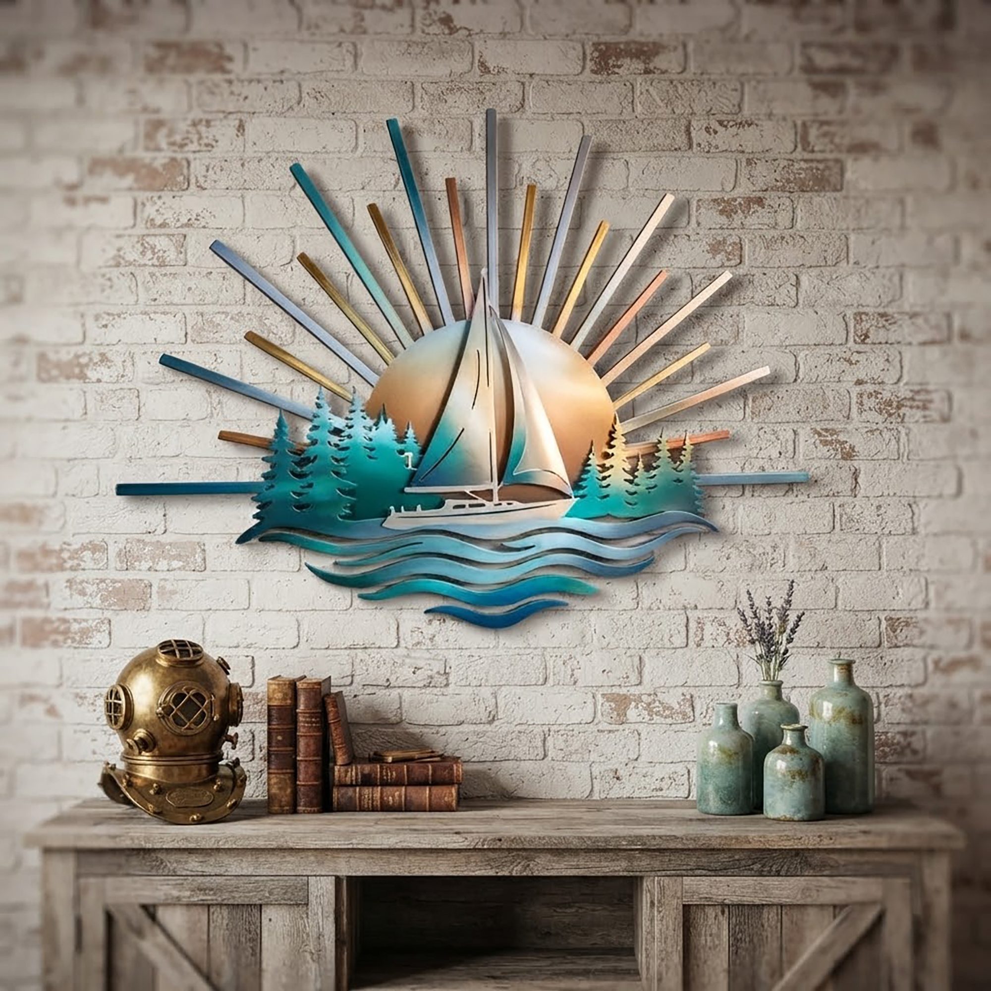 Sailboat Metal Wall Art - product view 2