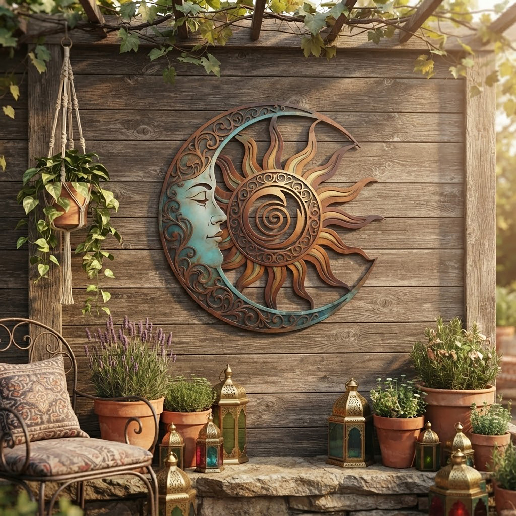 Sun and Moon Metal Wall Art - product view 2