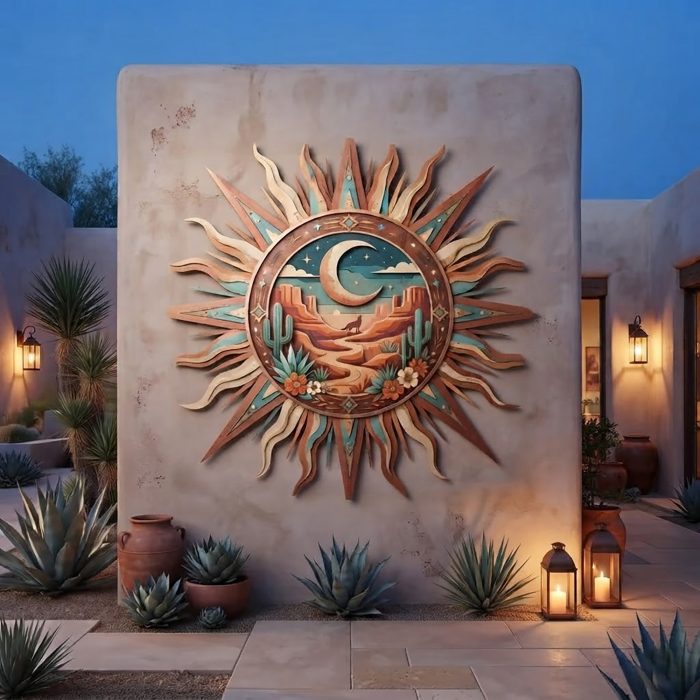 Desert Sun and Moon Metal Wall Art